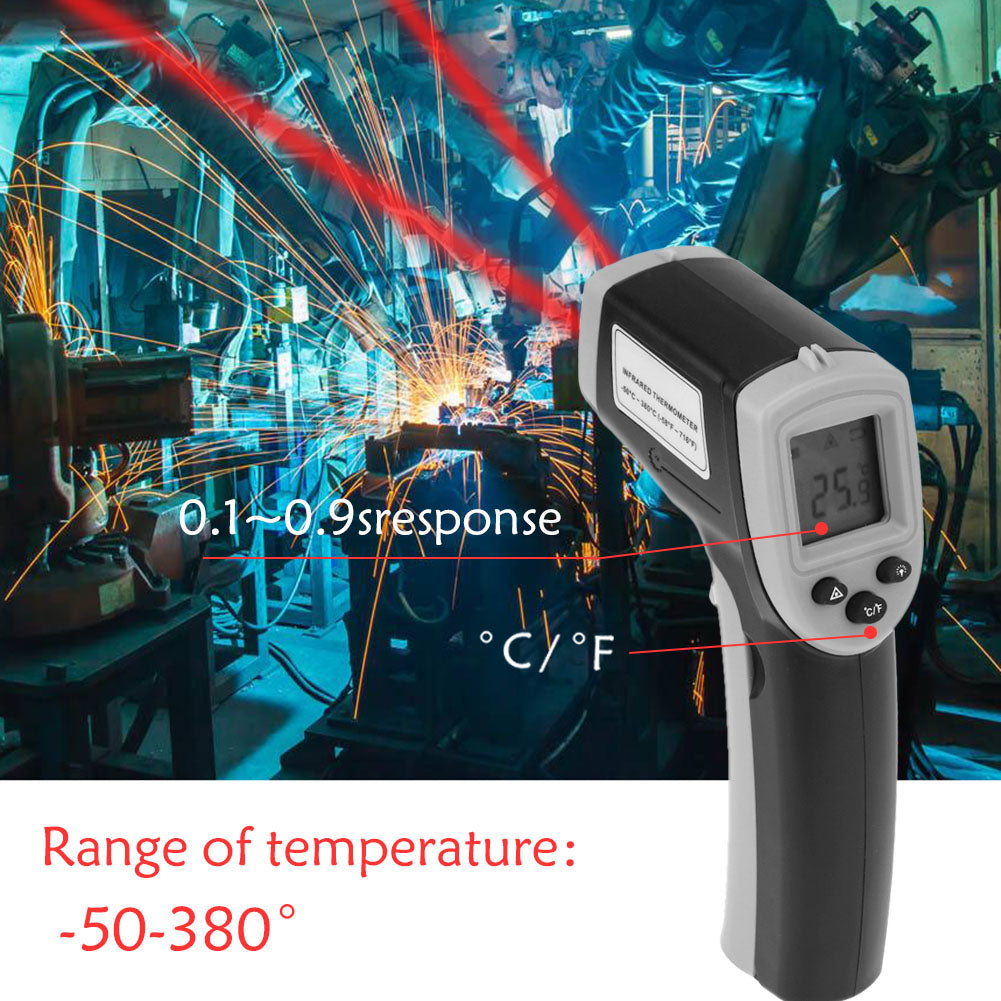 GM320 Digital Infrared Thermometer Non Contact Pyrometer IR Laser Point Gun with Backlight - Grey