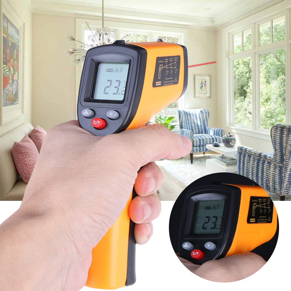 GM320 Digital Infrared Thermometer Non Contact Pyrometer IR Laser Point Gun with Backlight - Grey