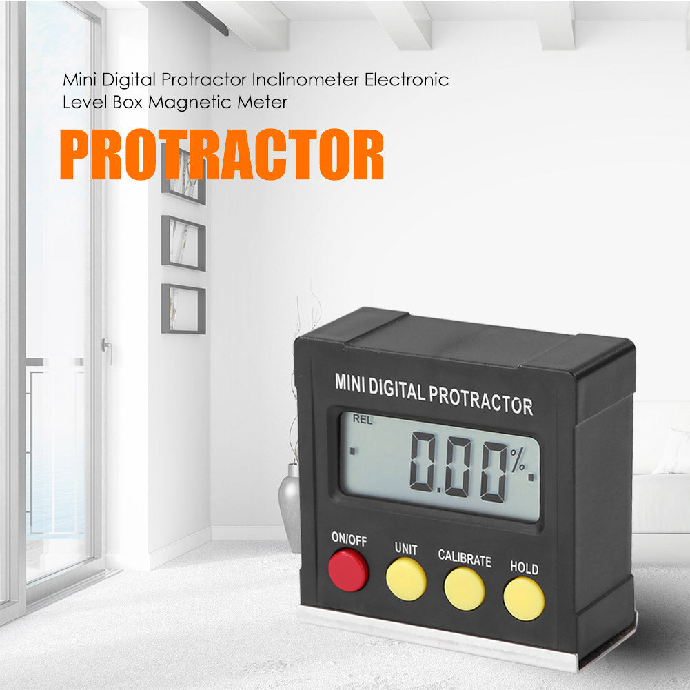 4 Keys Mini Digital Protractor Inclinometer Electronic Level Box Magnetic Meter with LCD Display