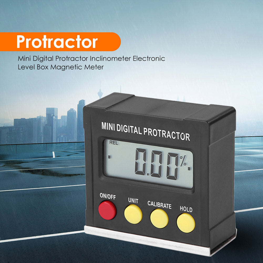 4 Keys Mini Digital Protractor Inclinometer Electronic Level Box Magnetic Meter with LCD Display