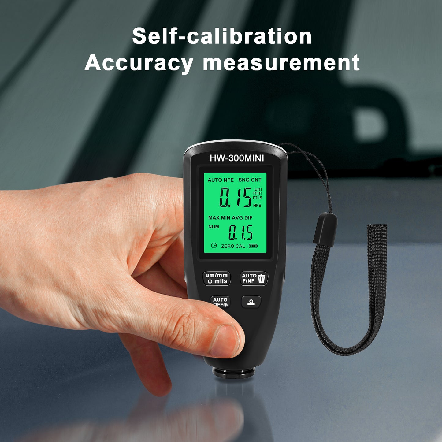 HW300-MINI Coating Thickness Gauge for FE / NFE Coating Thickness Meter Digital Display Measure Device - Black