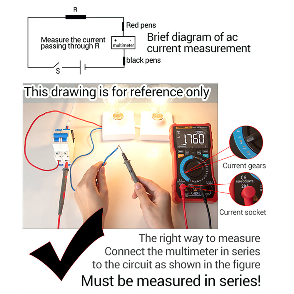 Aneng 682 Rechargeable Multimeter Digital High-Precision Intelligent Auto-Rang Anti-Burning Multimeter - Red