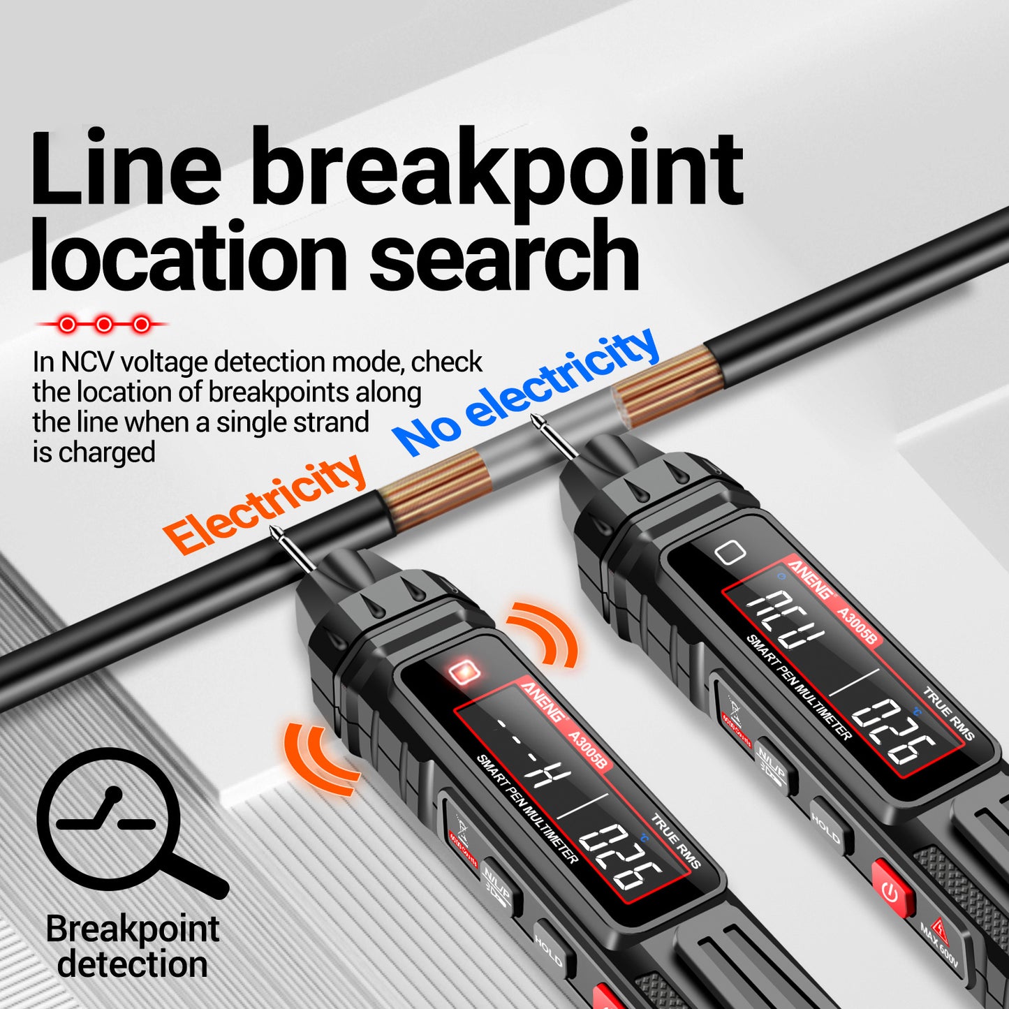 Aneng A3005B Pen Type Digital Multimeter Intelligent Professional Current Meter Phase Sequence Test Tool - Standard Version