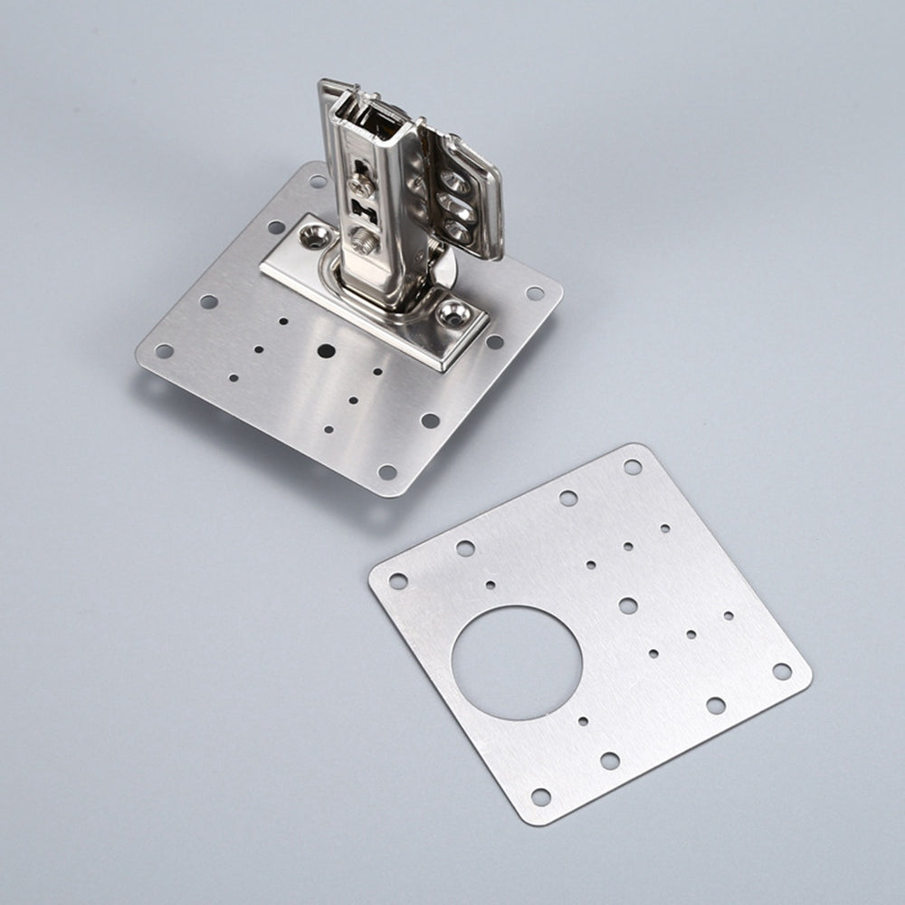 2Pcs Full Overlay Hydraulic Cabinet Hinges 304 Stainless Steel Damper Buffer Furniture Cupboard Door Hinge with Repair Plates and Screws