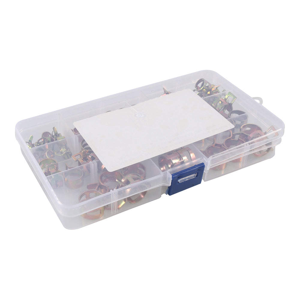 A7608 60Pcs / Set 6 / 9 / 10 / 12 / 14 / 15mm Fuel Oil Water Pipe Clips 65Mn Spring Steel Hose Fastener Clamps with Storage Box