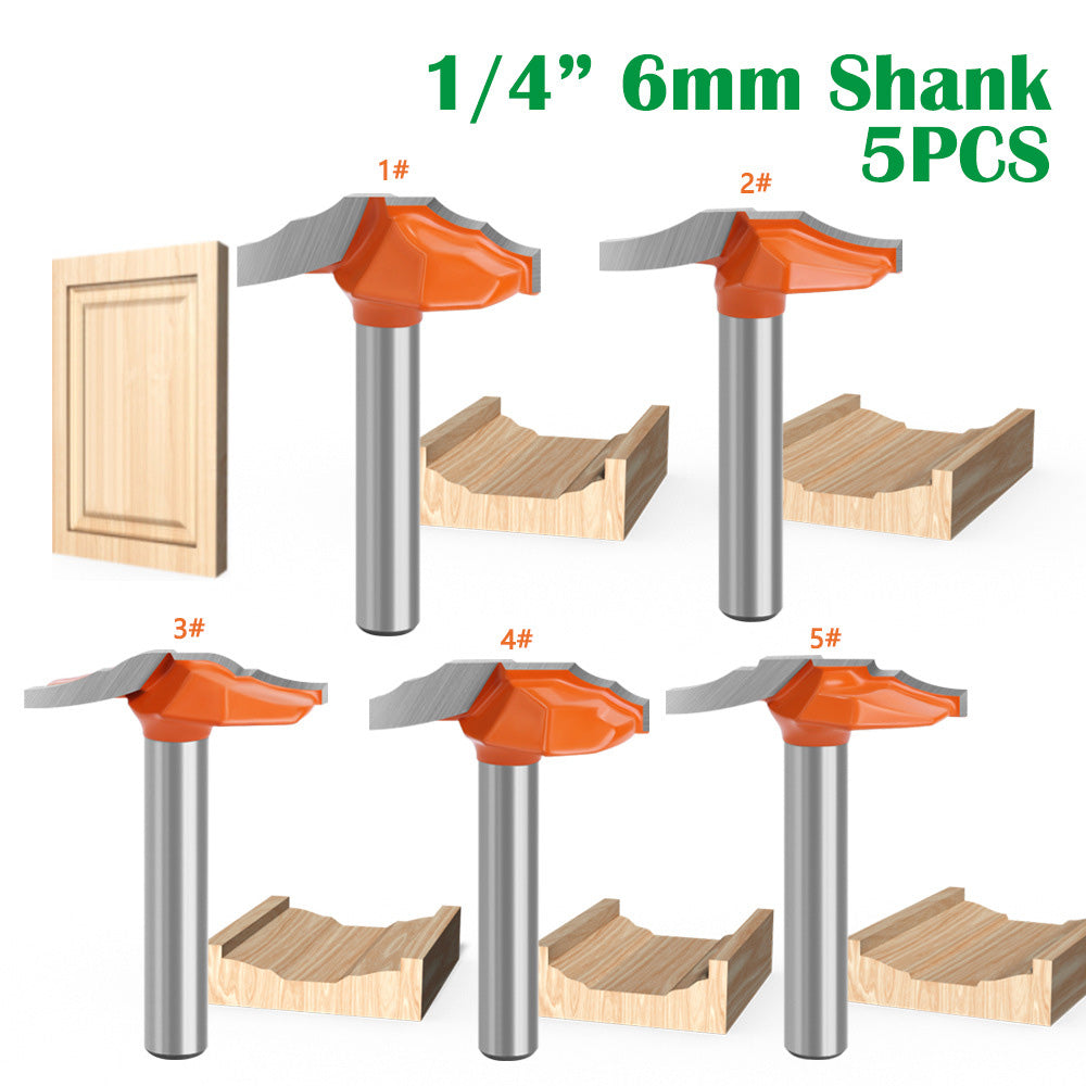 5Pcs 1  /  4 Shank Milling Cutter Set Alloy Router Bit Kit Carving Cutter Woodworking Tools