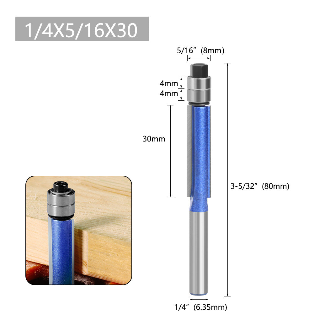 1Pc 1  /  4 Shank Milling Cutter Double Bearing Router Bit Woodworking Tools Carving Cutter - 1 / 4x5 / 16x30