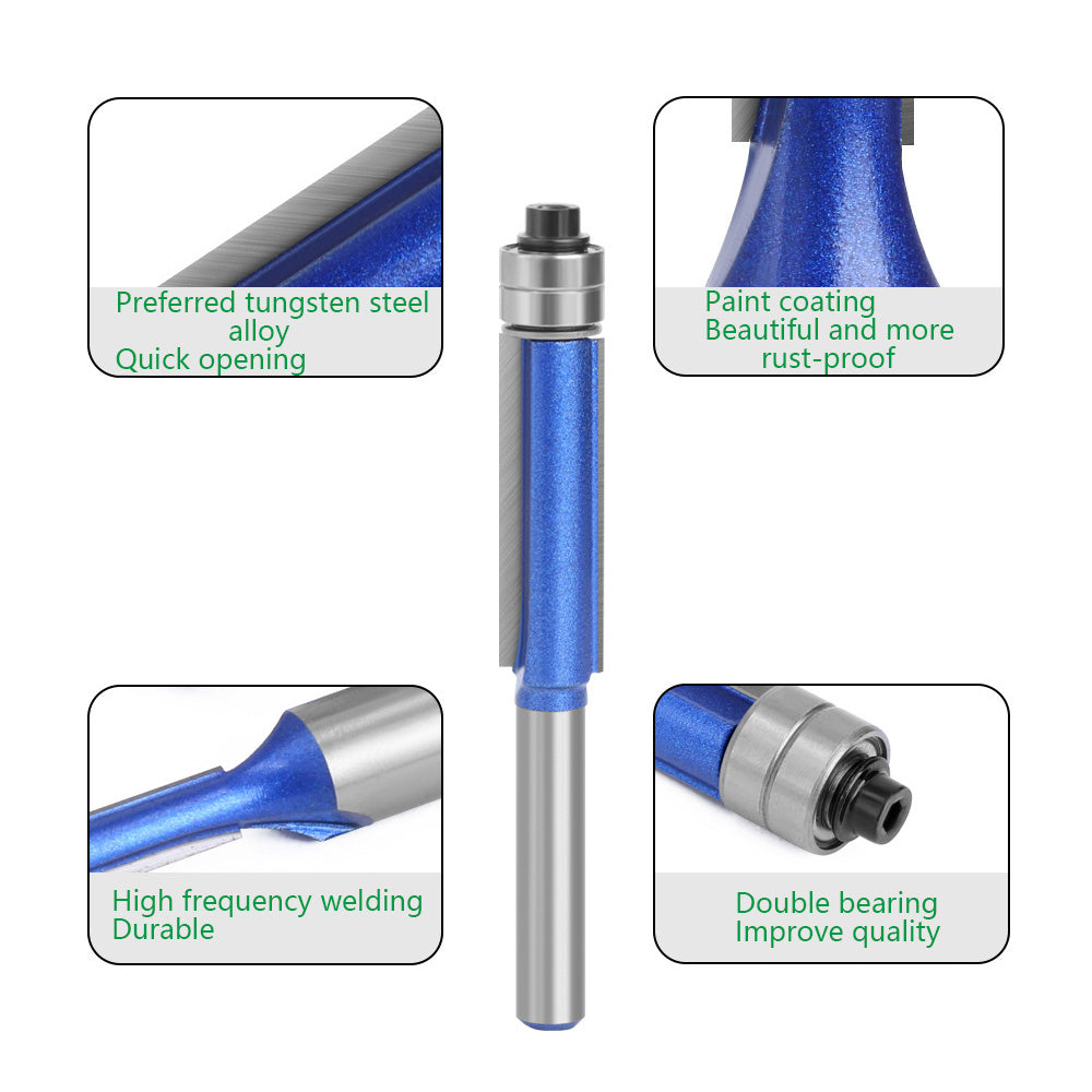 1Pc 1  /  4 Shank Milling Cutter Double Bearing Router Bit Woodworking Tools Carving Cutter - 1 / 4x3 / 8x30