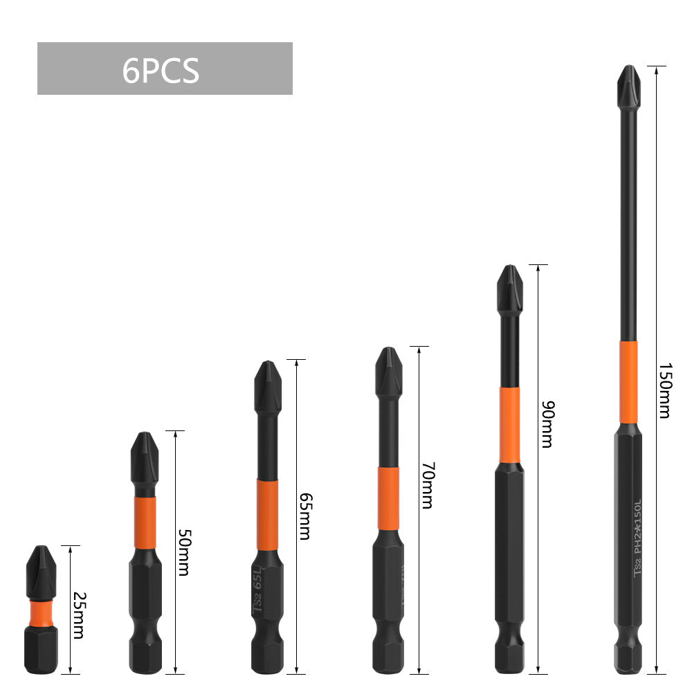 6Pcs 25 / 50 / 65 / 70 / 90 / 150mm Magnetic Cross Screwdriver Bit Electric Drill Bit Power Screwdriver Bit