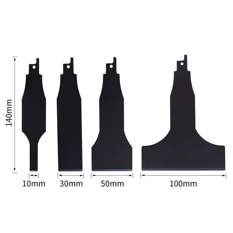 RUITOOL 4Pcs 10 / 30 / 50 / 100mm Alloy Steel Reciprocating Saw Scraper Blade Tile Cleaning Tool