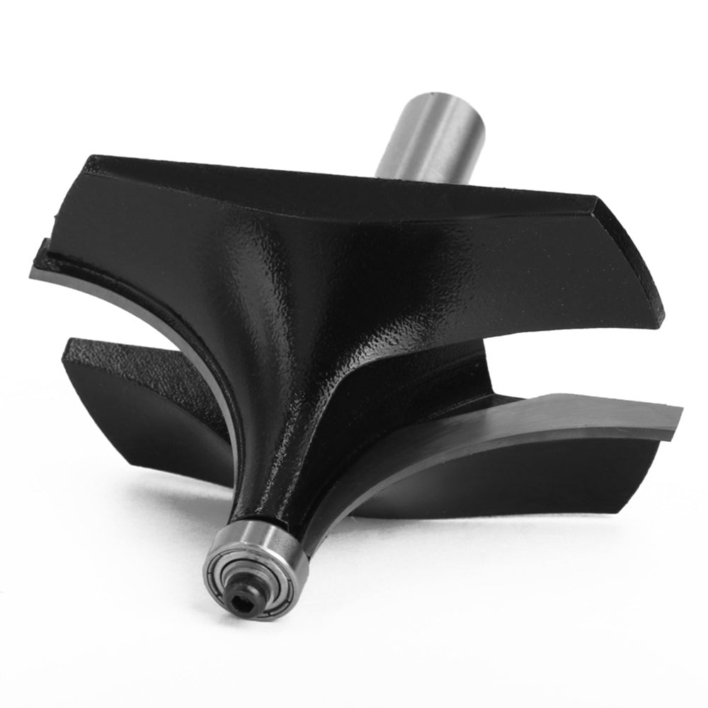 12mm Shank Tungsten Steel Alloy Round Over Bit Woodworking Cutter Wood Line Edge Trimmer - Black