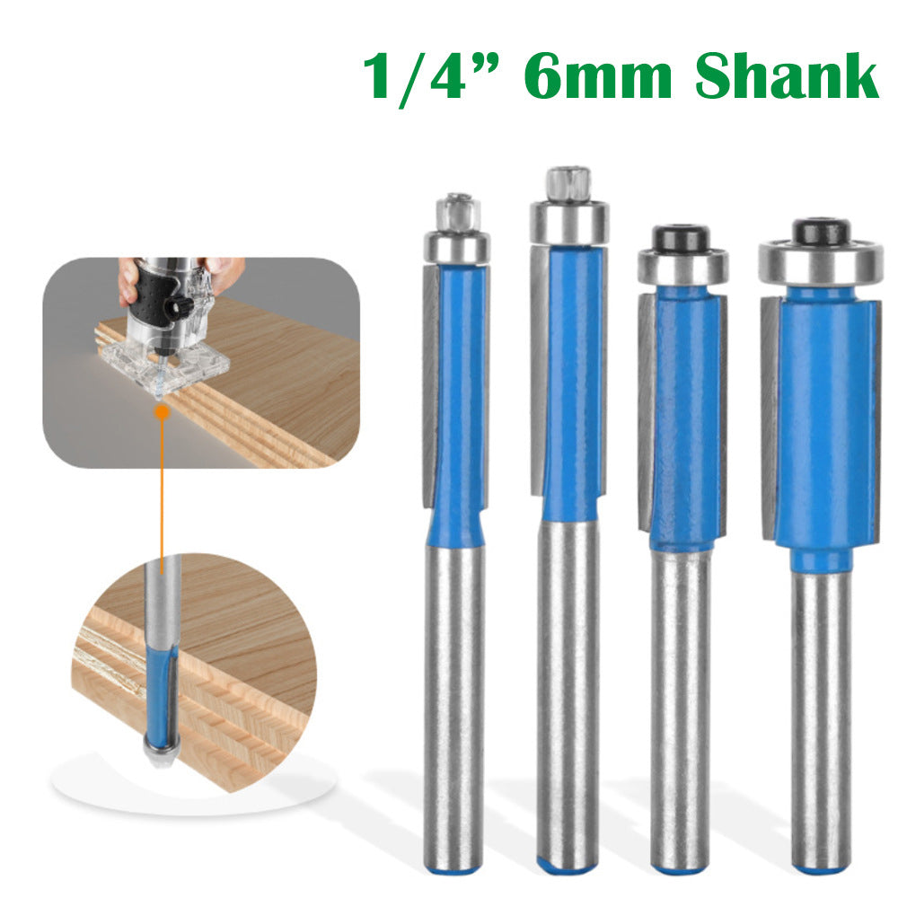 1 / 4 Inch Shank Tungsten Steel Alloy Cutter Wood Single Bearing Blue Straight Trimmers Router - 1 / 4x1 / 4x25.4