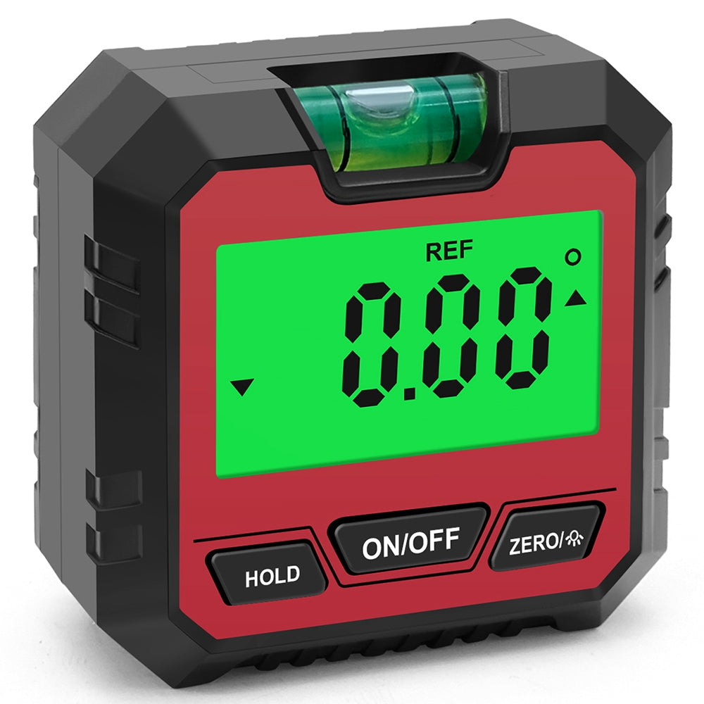 QINGXIEY Digital Electronic Level Angle Gauge Finder with Bubble Level and Magnetic Base LCD Display Measuring Tool for Carpentry, Building, Automobile - Red