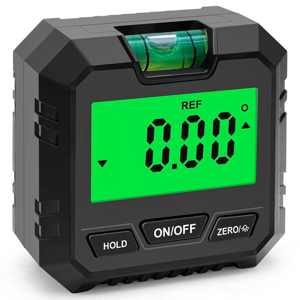 QINGXIEY Digital Electronic Level Angle Gauge Finder with Bubble Level and Magnetic Base LCD Display Measuring Tool for Carpentry, Building, Automobile - Black