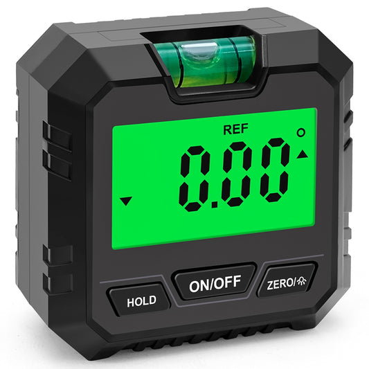 QINGXIEY Digital Electronic Level Angle Gauge Finder with Bubble Level and Magnetic Base LCD Display Measuring Tool for Carpentry, Building, Automobile - Black