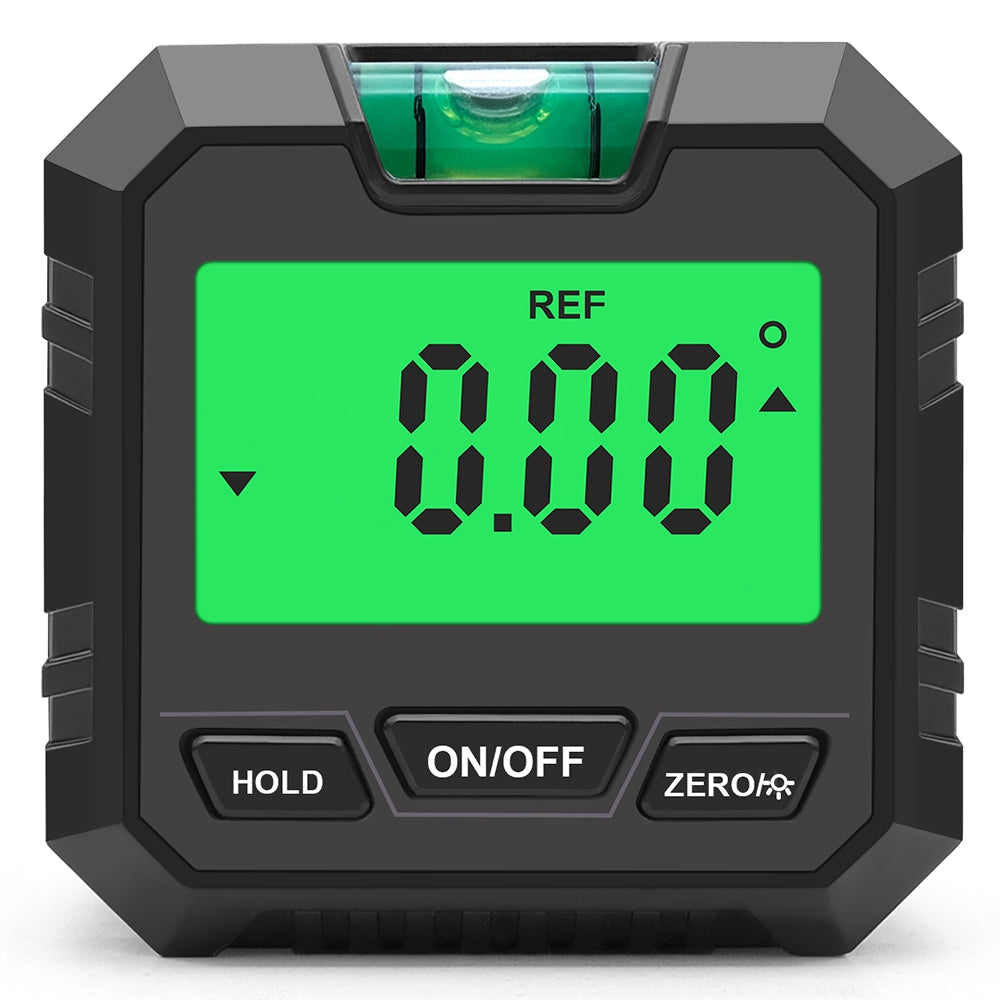 QINGXIEY Digital Electronic Level Angle Gauge Finder with Bubble Level and Magnetic Base LCD Display Measuring Tool for Carpentry, Building, Automobile - Black