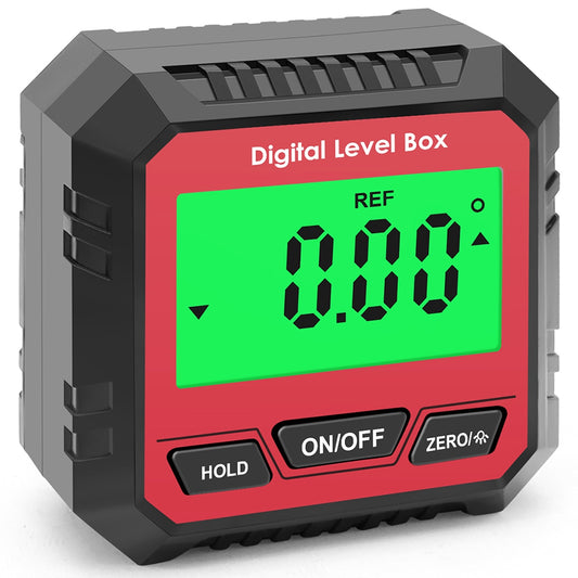 QINGXIEY Electronic Digital Level Magnetic Angle Gauge Finder with LCD Display Angle Measuring Tool for Carpentry, Building, Automobile (No Bubble) - Red