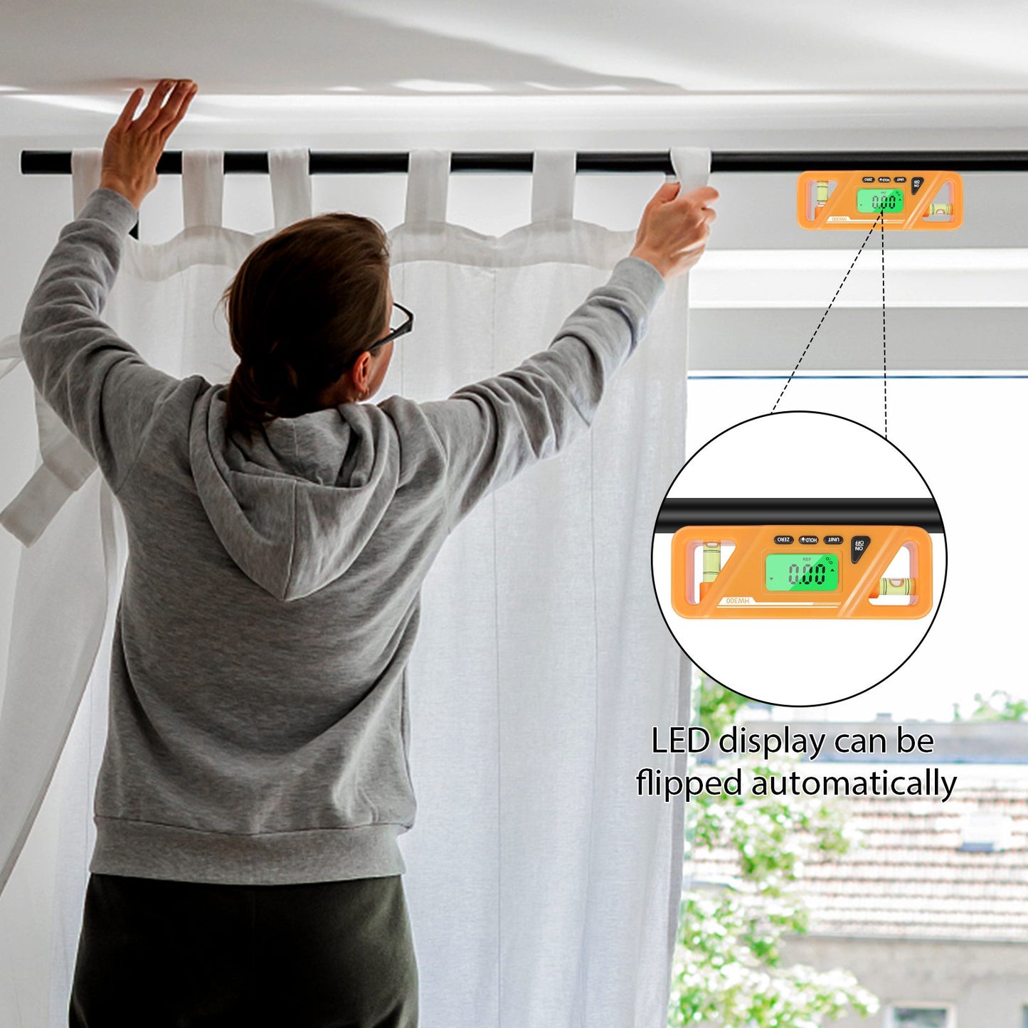 HW300 Mini Digital Protractor Electronic Angle Finder Magnetic Angle Gauge 2 Measurement Modes Inclinometers Torpedo Level Box with Double Bubble/LCD Display - Orange