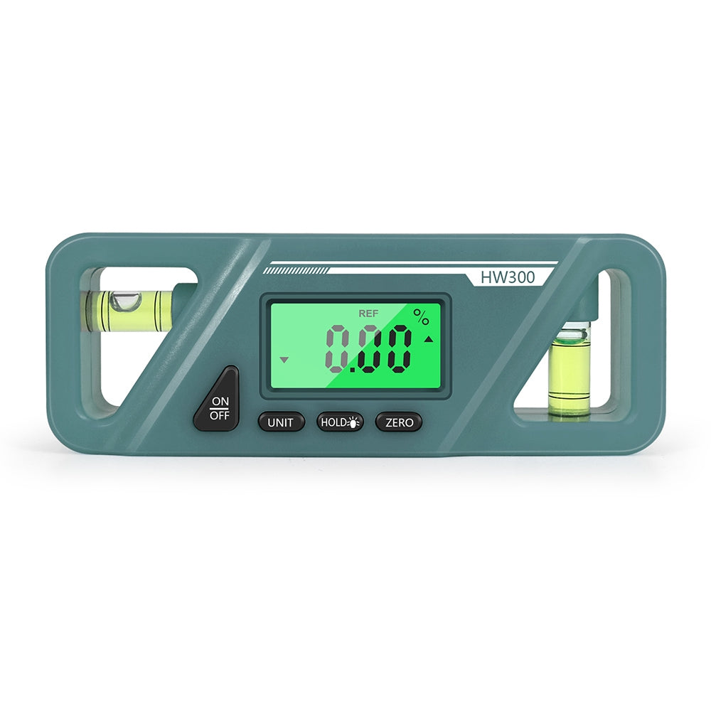 HW300 Mini Digital Protractor Electronic Angle Finder Magnetic Angle Gauge 2 Measurement Modes Inclinometers Torpedo Level Box with Double Bubble/LCD Display - Cyan