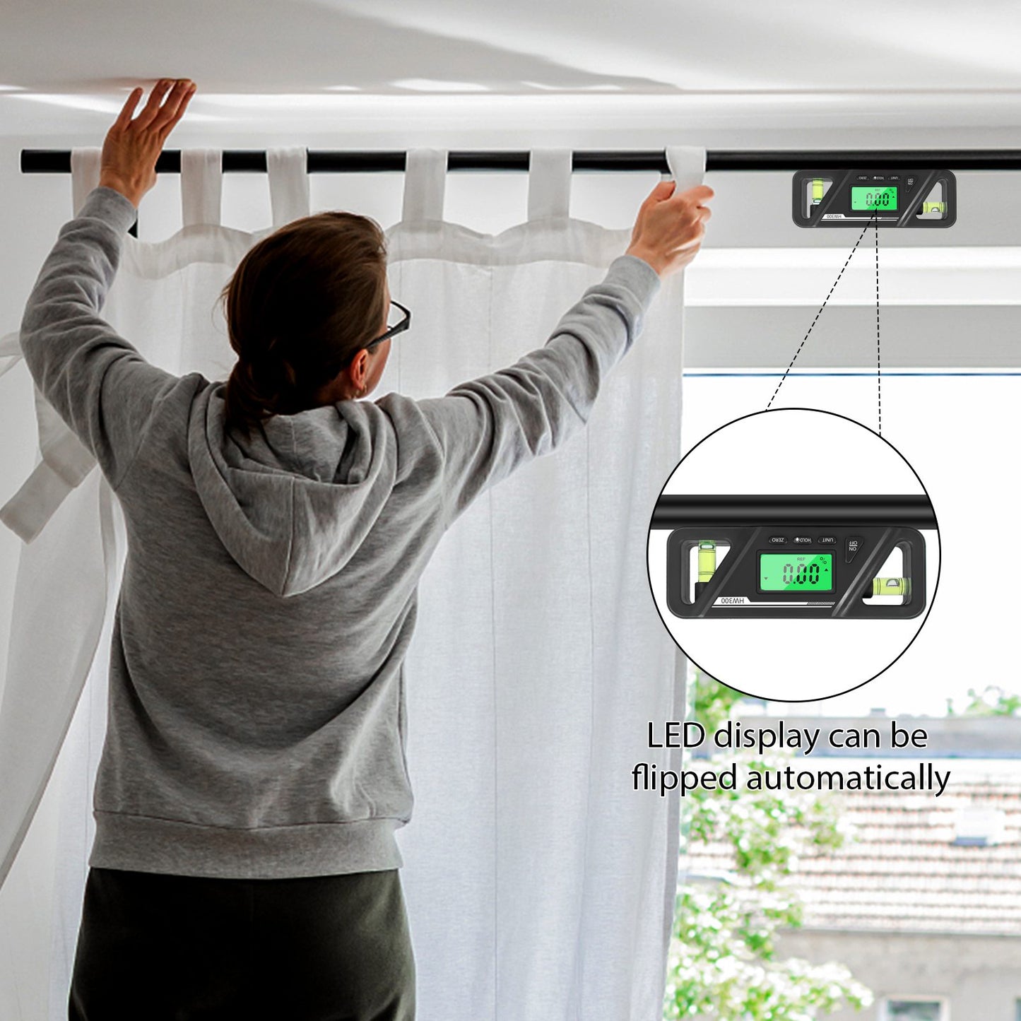 HW300 Mini Digital Protractor Electronic Angle Finder Magnetic Angle Gauge 2 Measurement Modes Inclinometers Torpedo Level Box with Double Bubble/LCD Display - Black