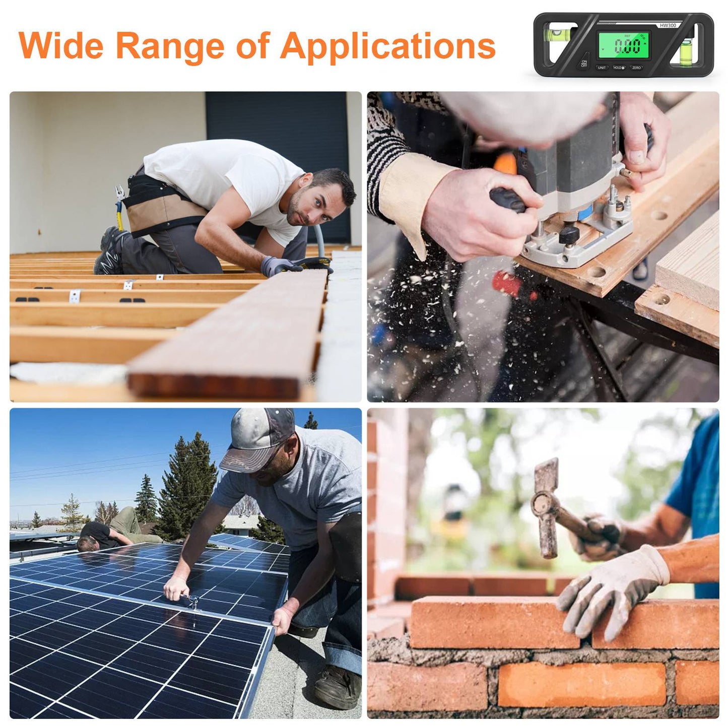 HW300 Mini Digital Protractor Electronic Angle Finder Magnetic Angle Gauge 2 Measurement Modes Inclinometers Torpedo Level Box with Double Bubble/LCD Display - Black