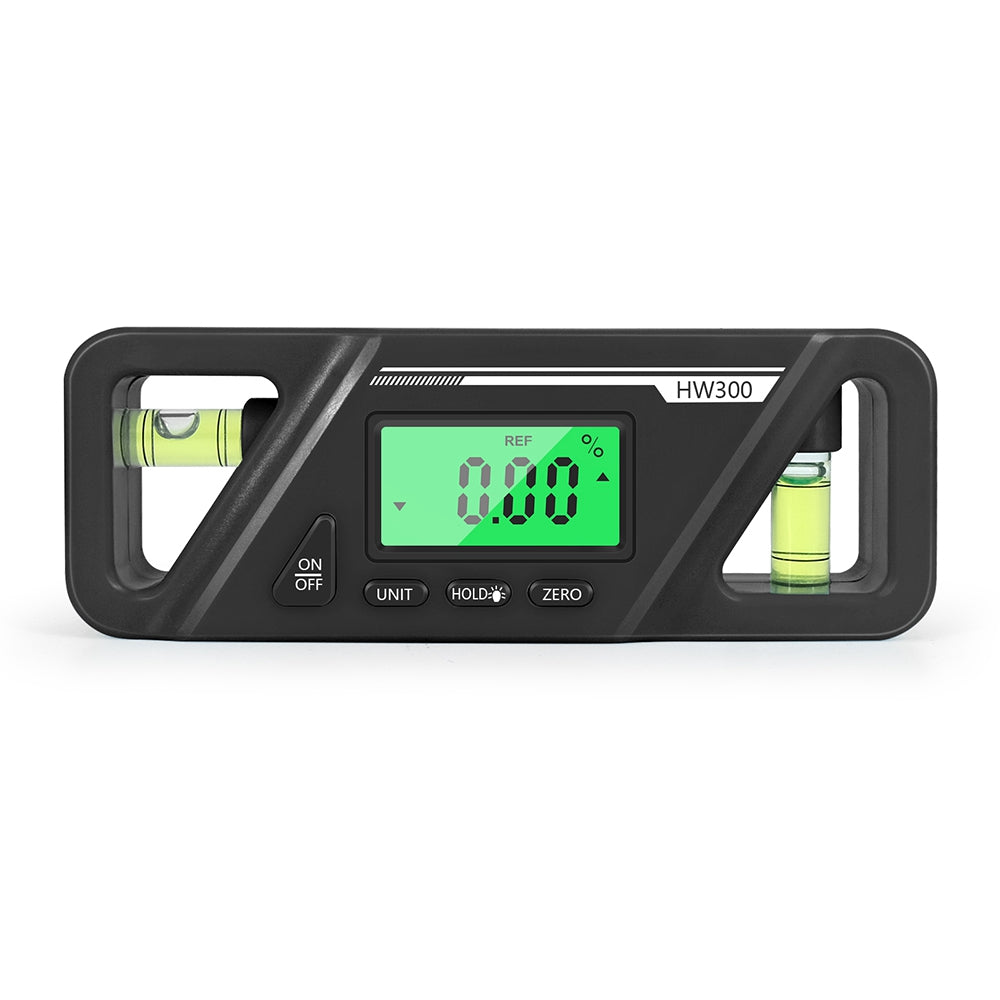HW300 Mini Digital Protractor Electronic Angle Finder Magnetic Angle Gauge 2 Measurement Modes Inclinometers Torpedo Level Box with Double Bubble/LCD Display - Black