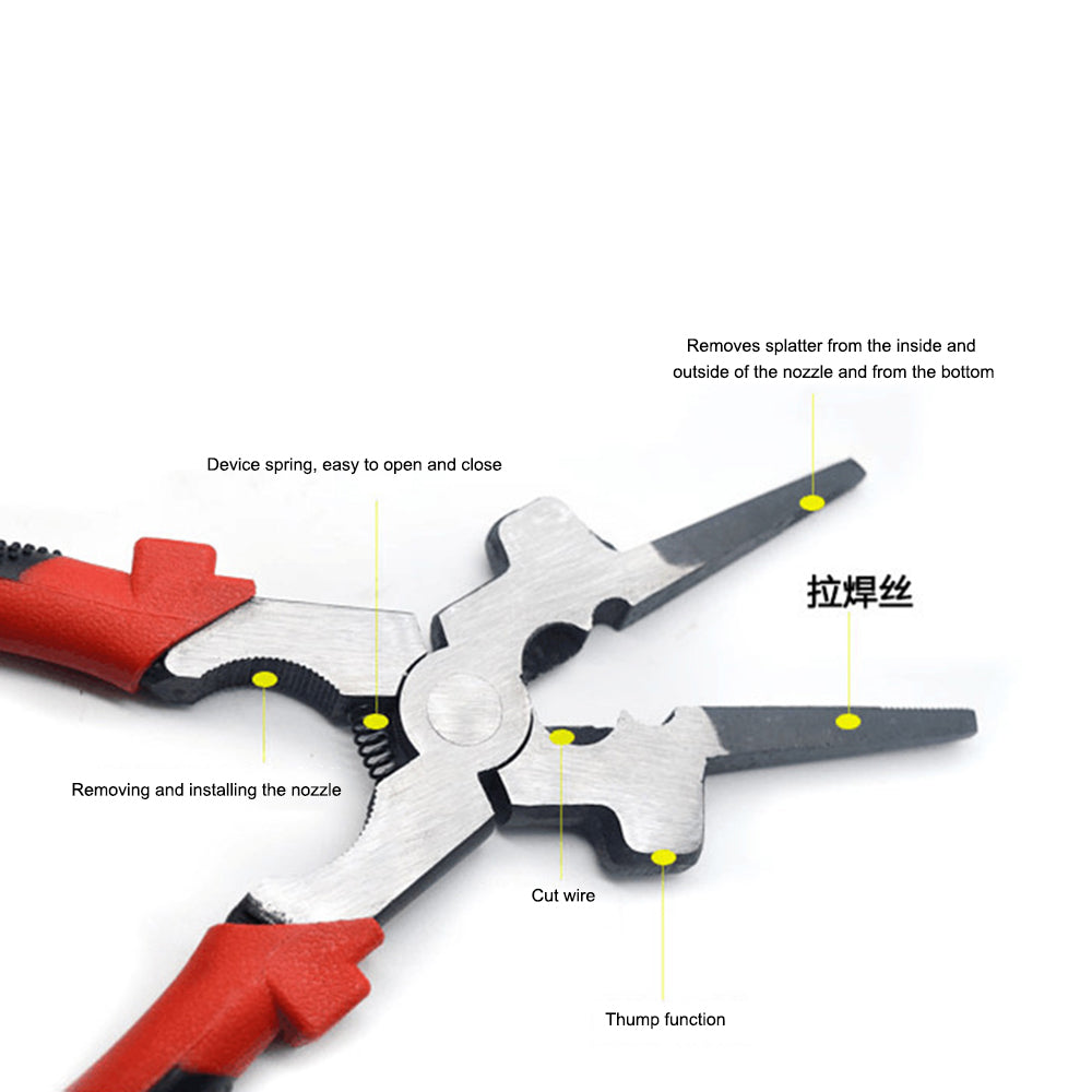 8 Inch Multi-function Welding Tongs High Carbon Steel Welder Gas Welding Protection Long-nosed Clamping Pliers - Blue