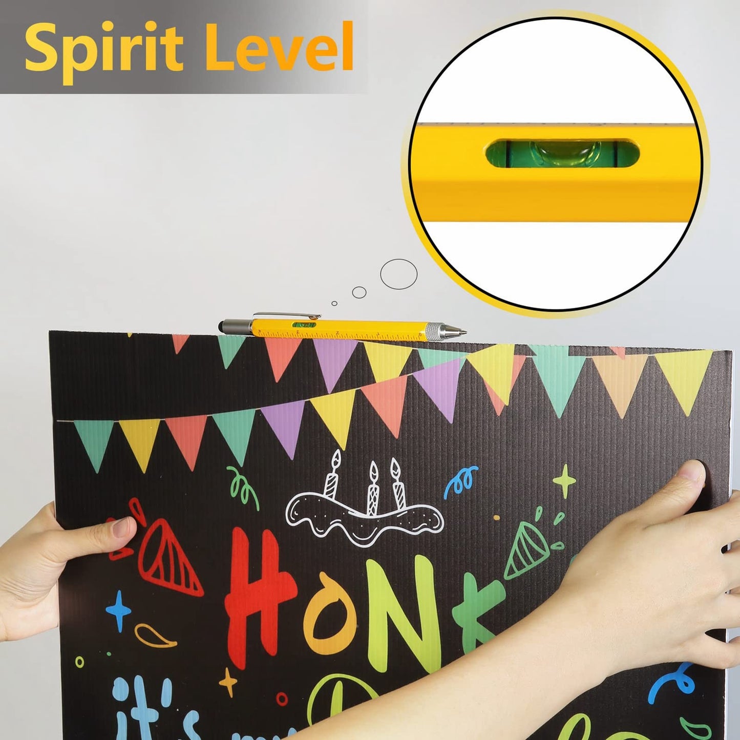 2Pcs / Set Multifunctional Tool Pen LED Light Bottle Opener Ruler Screwdriver Stylus 9-in-1 / 6-in-1 Metal Ballpoint Pen - Yellow+Black