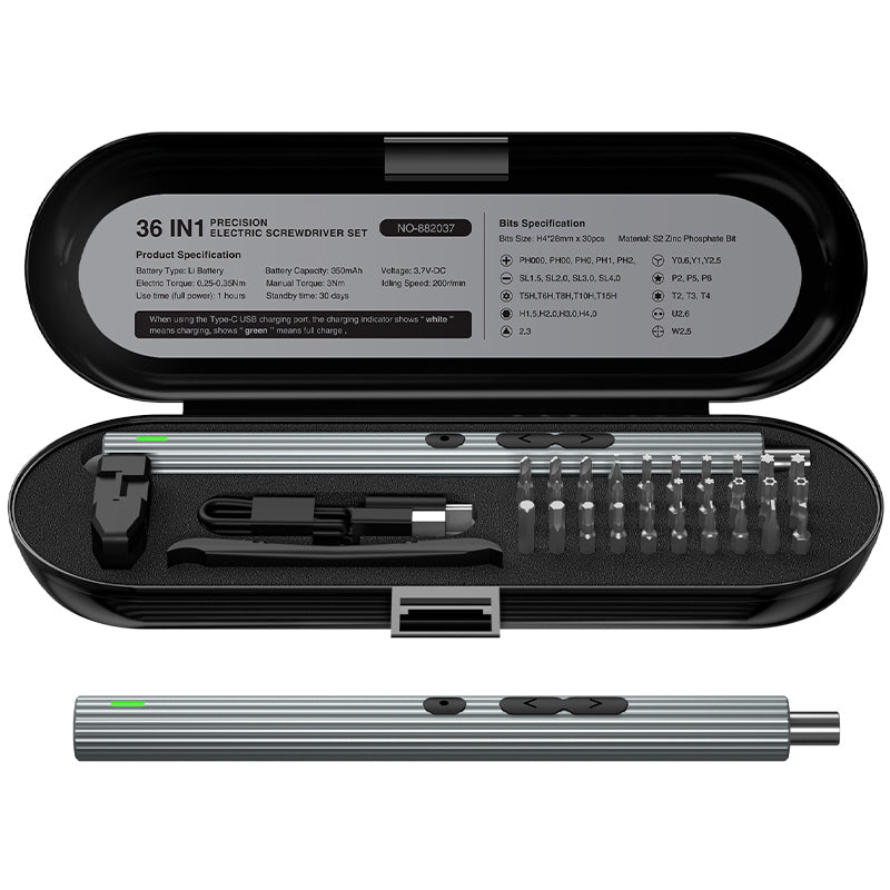KS-882037-36 N20 36 in 1 Precision Repair Electric Screwdriver Set Portable Handheld Screwdriver with 3 LED Light