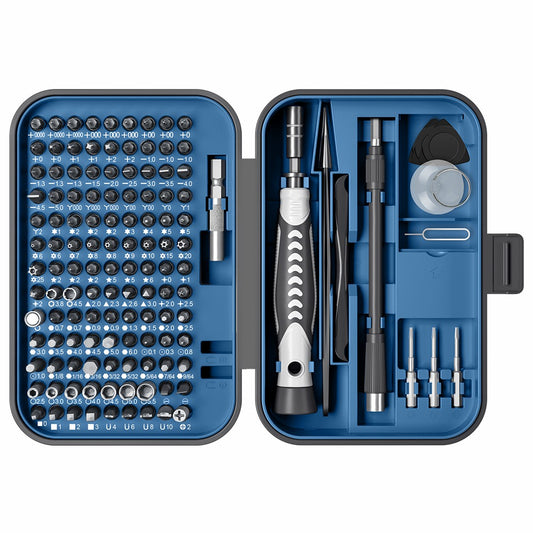 KS-840130 130Pcs Precision Screwdriver Set with 120 Bits Portable Handheld Screwdriver with Storage Box - Blue