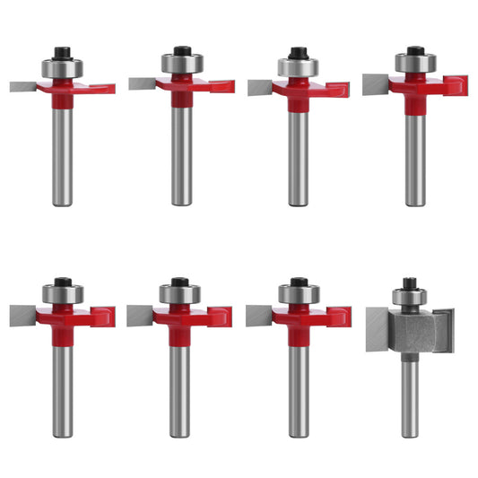 8Pcs 1 / 4&quot; Router Bit Set Alloy Shank T-Shape Milling Cutter Woodworking Tool Kit