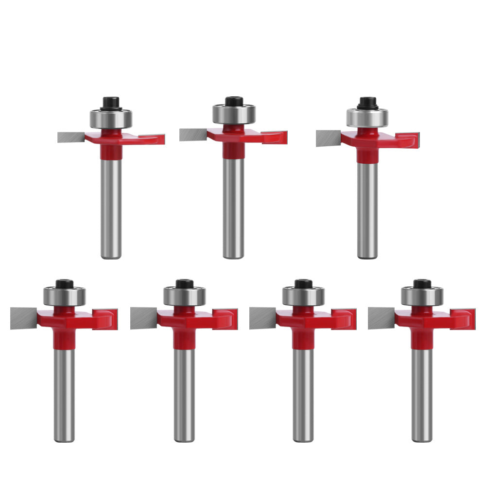 8Pcs 1 / 4&quot; Router Bit Set Alloy Shank T-Shape Milling Cutter Woodworking Tool Kit