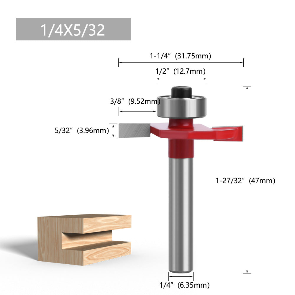 8Pcs 1 / 4&quot; Router Bit Set Alloy Shank T-Shape Milling Cutter Woodworking Tool Kit