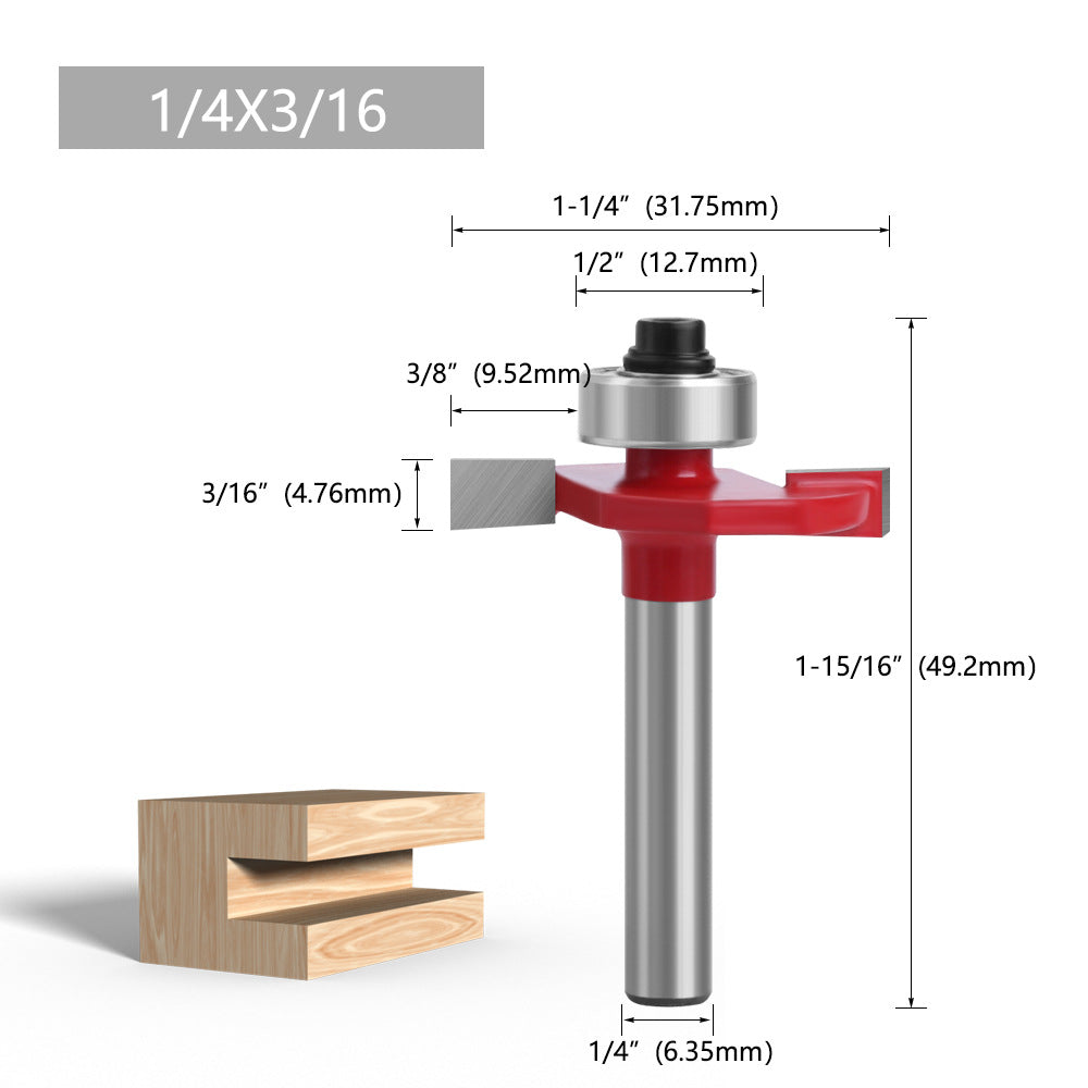 8Pcs 1 / 4&quot; Router Bit Set Alloy Shank T-Shape Milling Cutter Woodworking Tool Kit