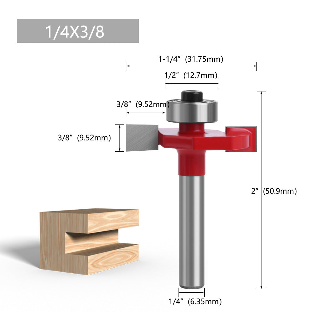 C0714410R 1 / 4inch;x3 / 8inch; Shank Router Bit T-Shape Grooving Cutter Alloy Milling Cutter for Wood MDF Woodworking Tool
