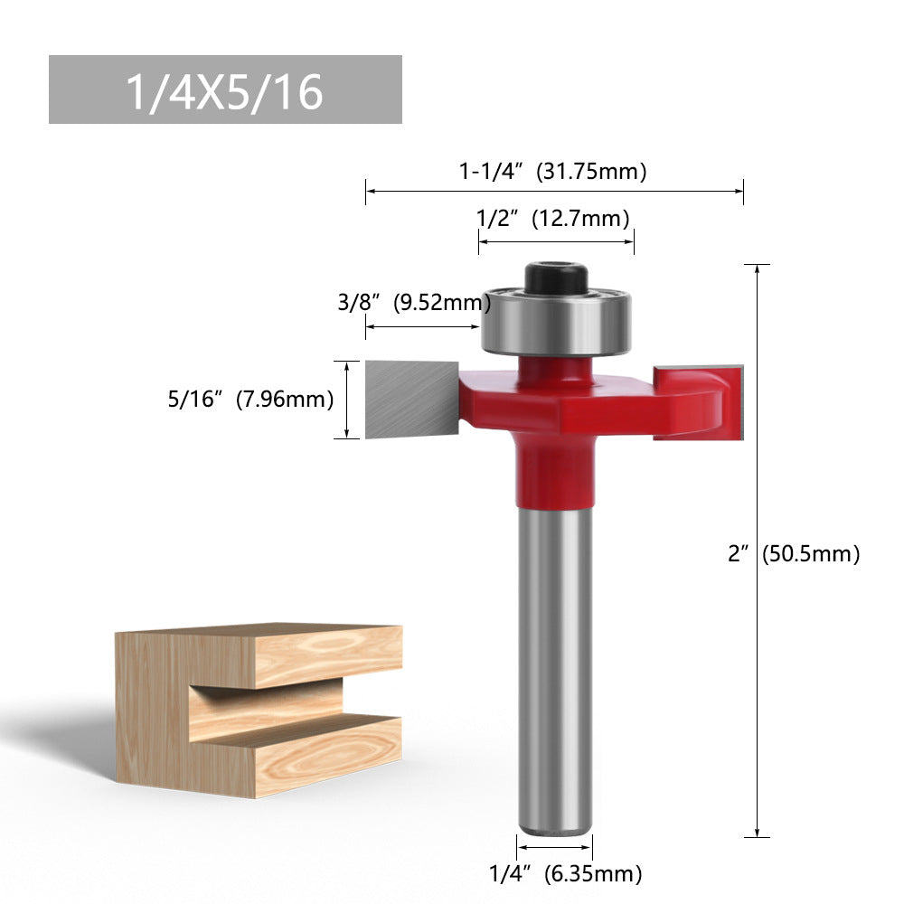 C0714408R 1 / 4inch;x5 / 16inch; Shank Router Bit Wood T-Shape Alloy Milling Cutter Woodworking Tool