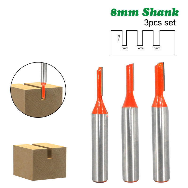 MC02083 3PCS 8mm Shank Woodworking Milling Cutter Knife Trimmer Cutter Set