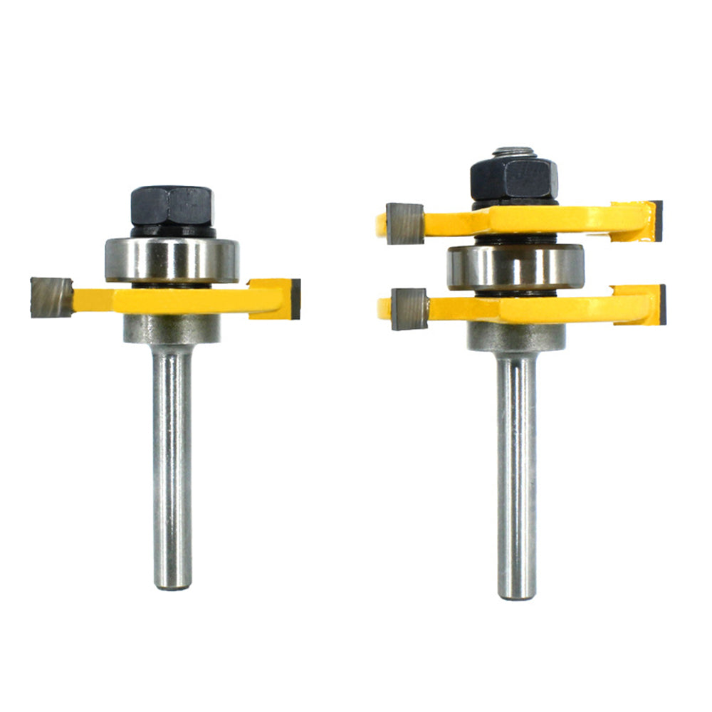 3Pcs 1 / 4inch Shank Router Bit Set 3-Teeth 1 / 4inchx47+45-Degree + 1 / 4inchx1-3 / 8 Woodworking Wood Cutter Groove Tenon Milling Tool