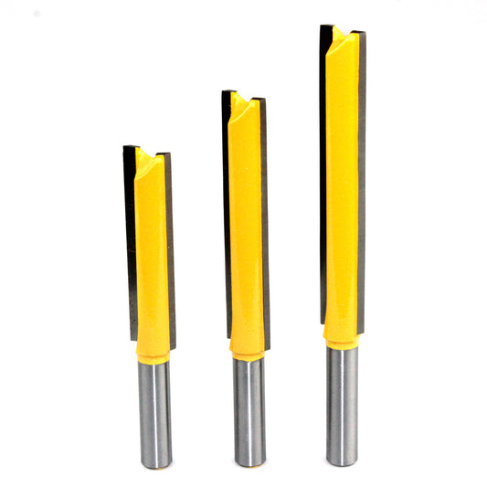 3PCS 8mm Shank Wood Trimmers Router Hard Alloy Cutter Woodworking Long Straight Plunge Knife