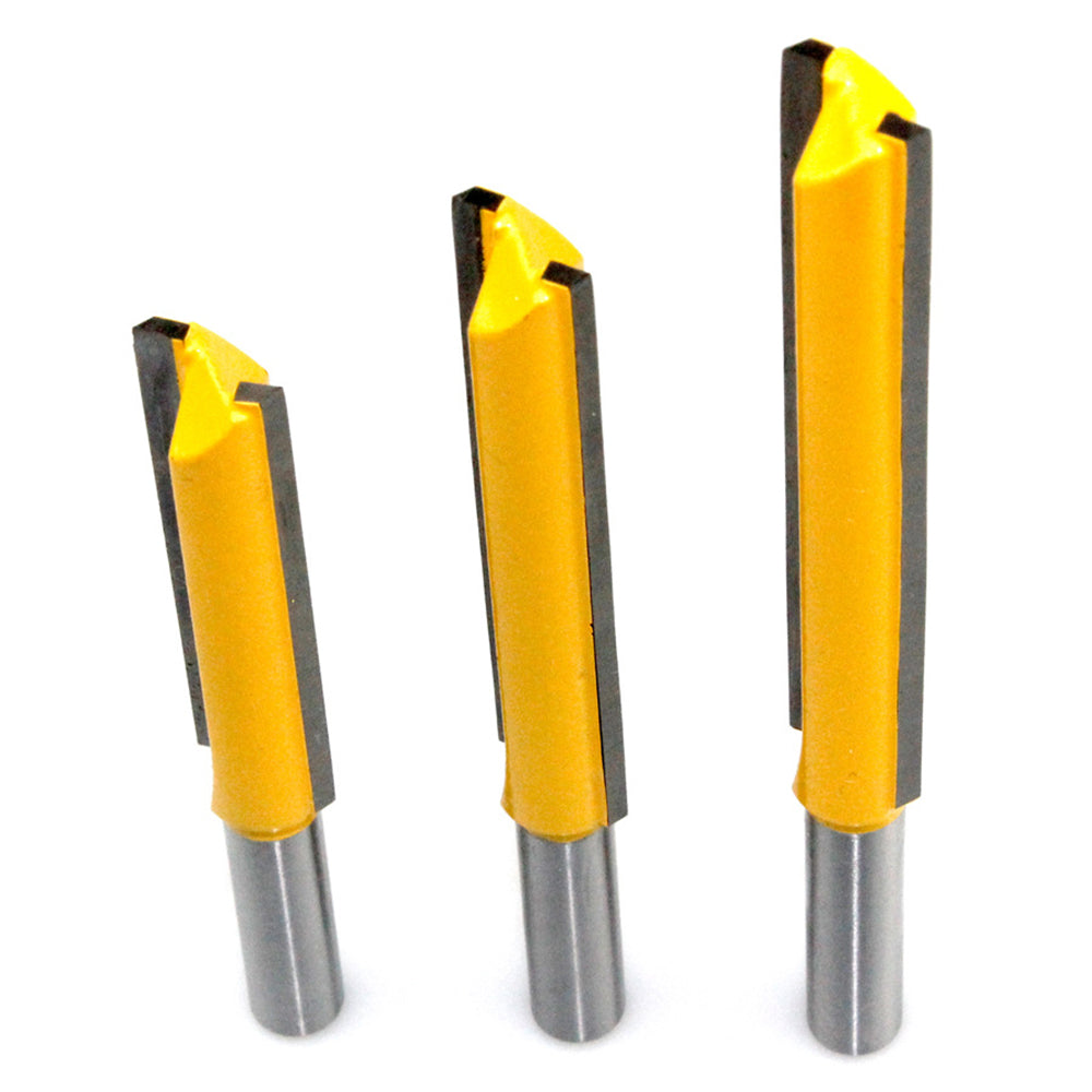 3PCS 8mm Shank Wood Trimmers Router Hard Alloy Cutter Woodworking Long Straight Plunge Knife