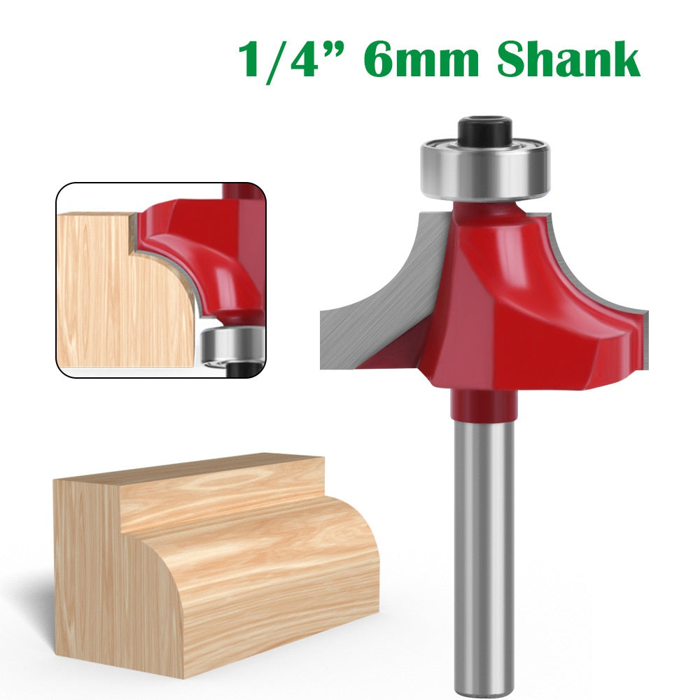 MC01035T9A 9PCS 1 / 4 Inch Shank Wood Trimming Milling Cutter Necking Tool Round Over Bit with Plastic Box