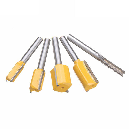 MC01033 5PCS 1 / 4 Inch Shank Straight Router Bit Cutting Tool Wood Trimming Milling Cutter with Plastic Box
