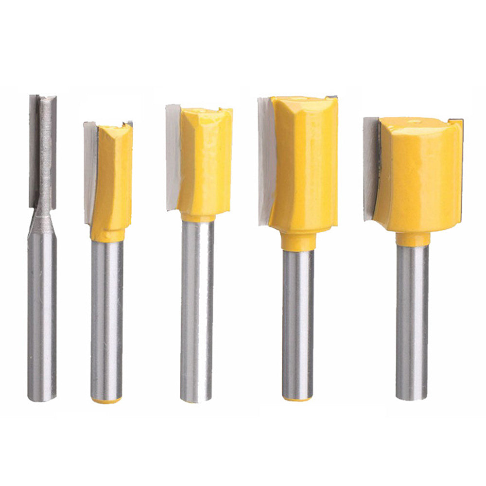 MC01033 5PCS 1 / 4 Inch Shank Straight Router Bit Cutting Tool Wood Trimming Milling Cutter with Plastic Box