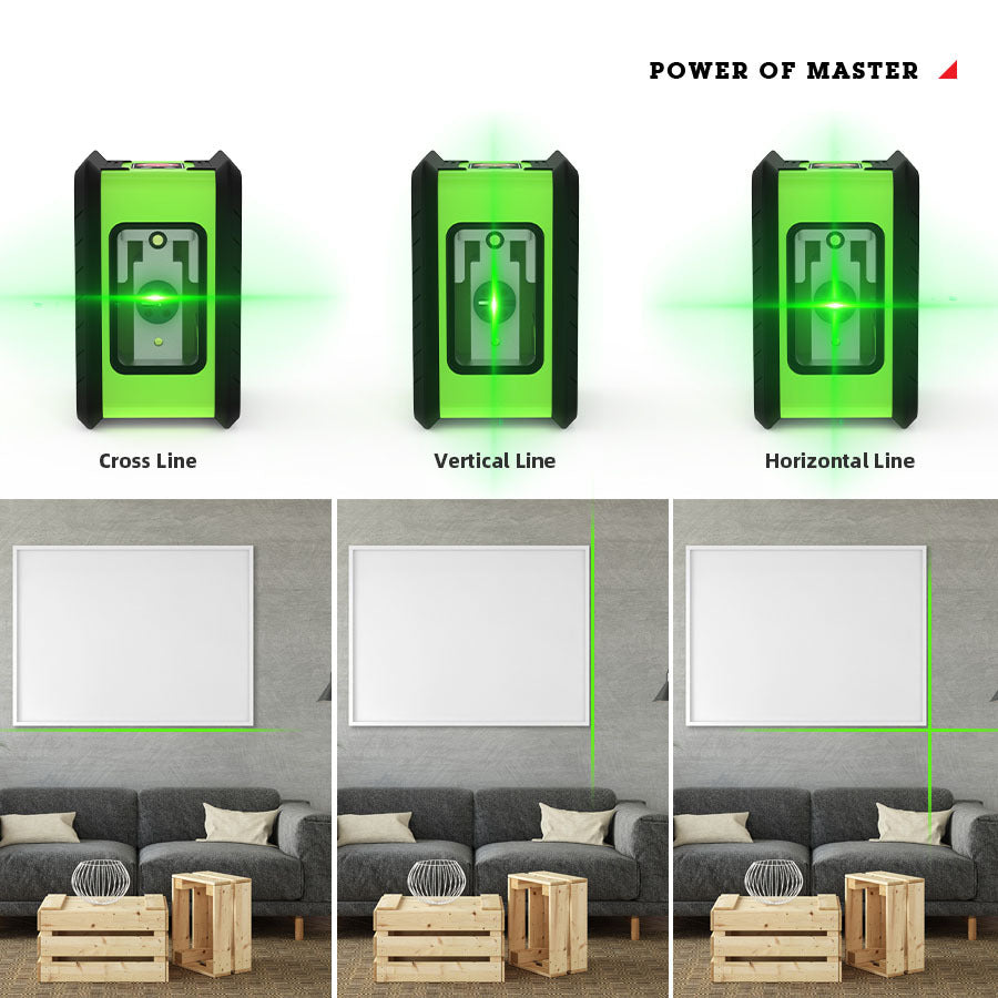 Hilda Laser Level Meter 2-Lines Cross Green Light Level Laser Horizontal and Vertical Laser Self-Leveling Tool - Green