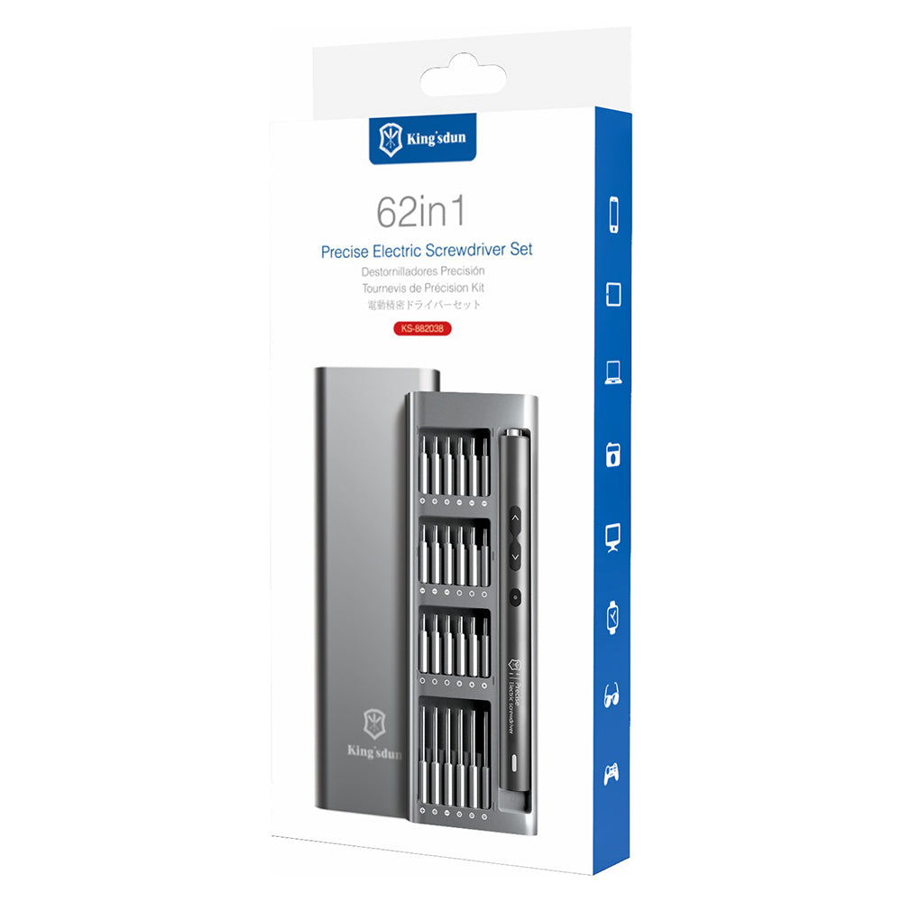 KING&#39;SDUN 62-in-1 Handheld Screwdriver Set with 48 Bits Portable Metal Precision Screwdriver with LED Light