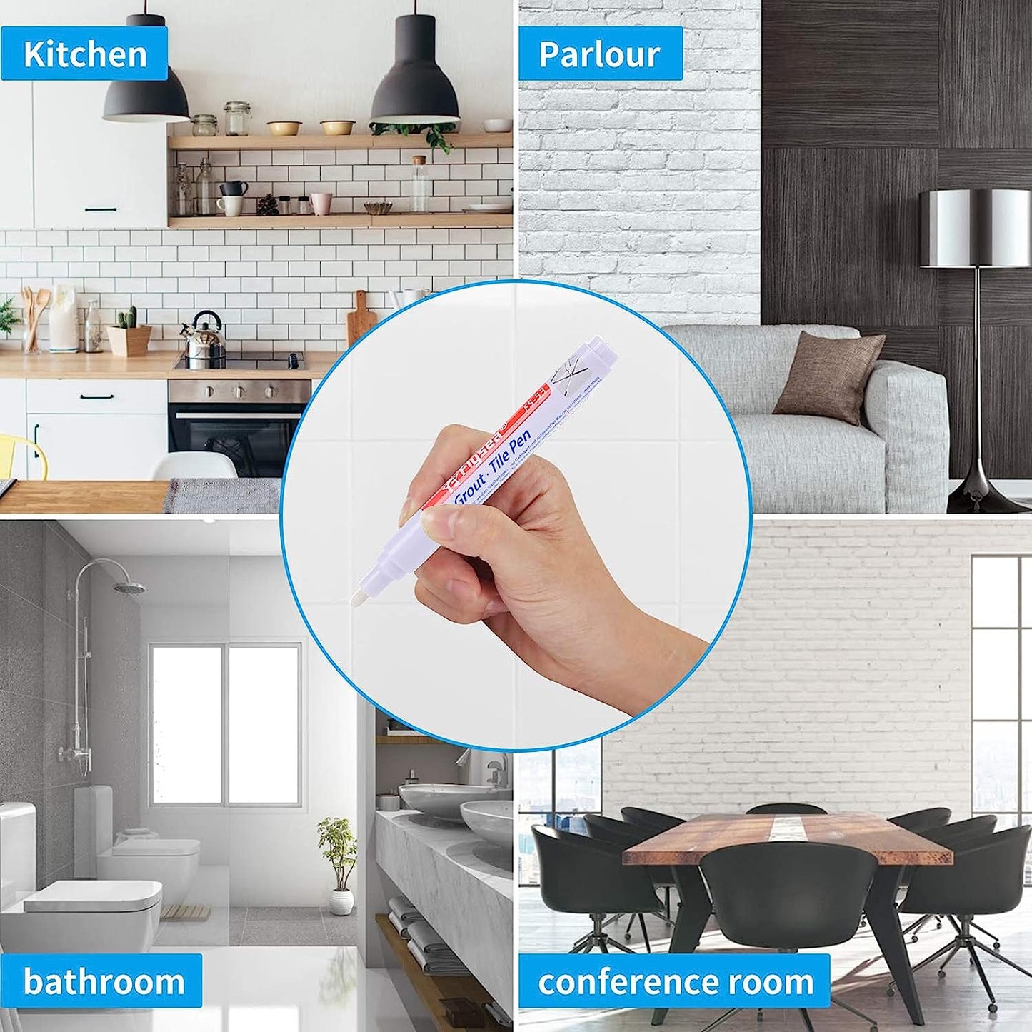 Flysea FS-53 Bathroom Kitchen Tile Grout Filler Pen Wall Floor Tile Repair Marker Pen - Dark Grey