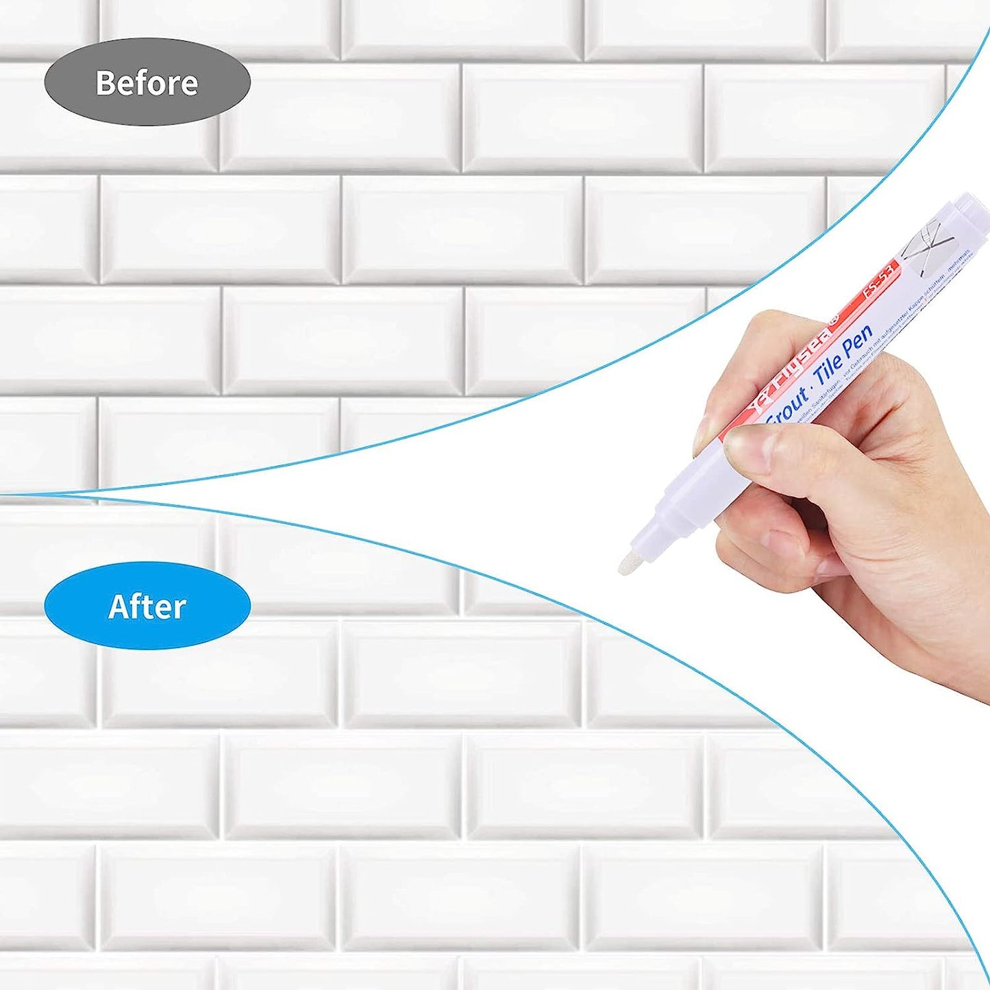 Flysea FS-53 Bathroom Kitchen Tile Grout Filler Pen Wall Floor Tile Repair Marker Pen - Light Grey