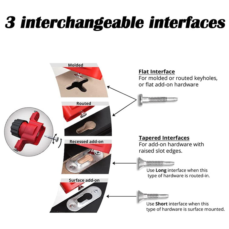 A180 No Measuring Marker Tool Keyhole Slot Hole Locator with 2 Bubble Level for Walls Cabinets Wood MDF