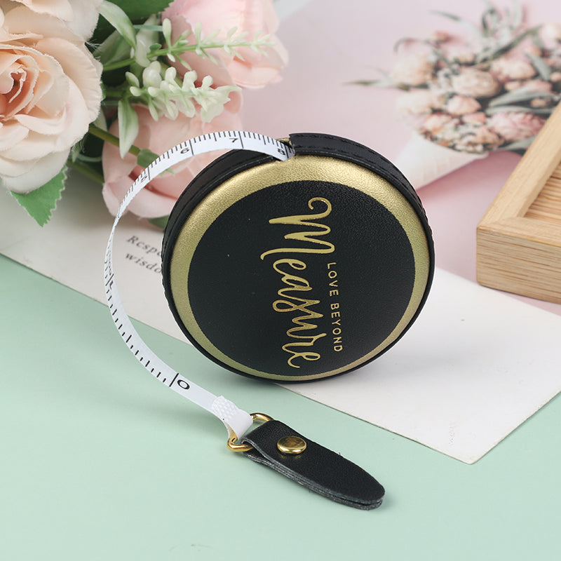 PU Leather Tape Measure Tool Clothing Measurement Retractable Mini Soft Ruler - Black