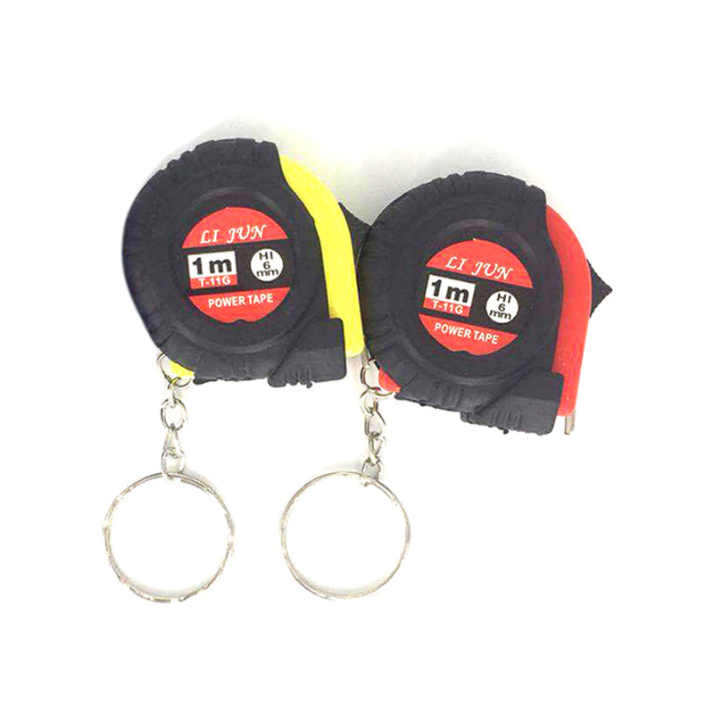 LI JUN 1m Measure Tape with Keychain Retractable Measuring Tool Pocket Woodworking Ruler - Yellow